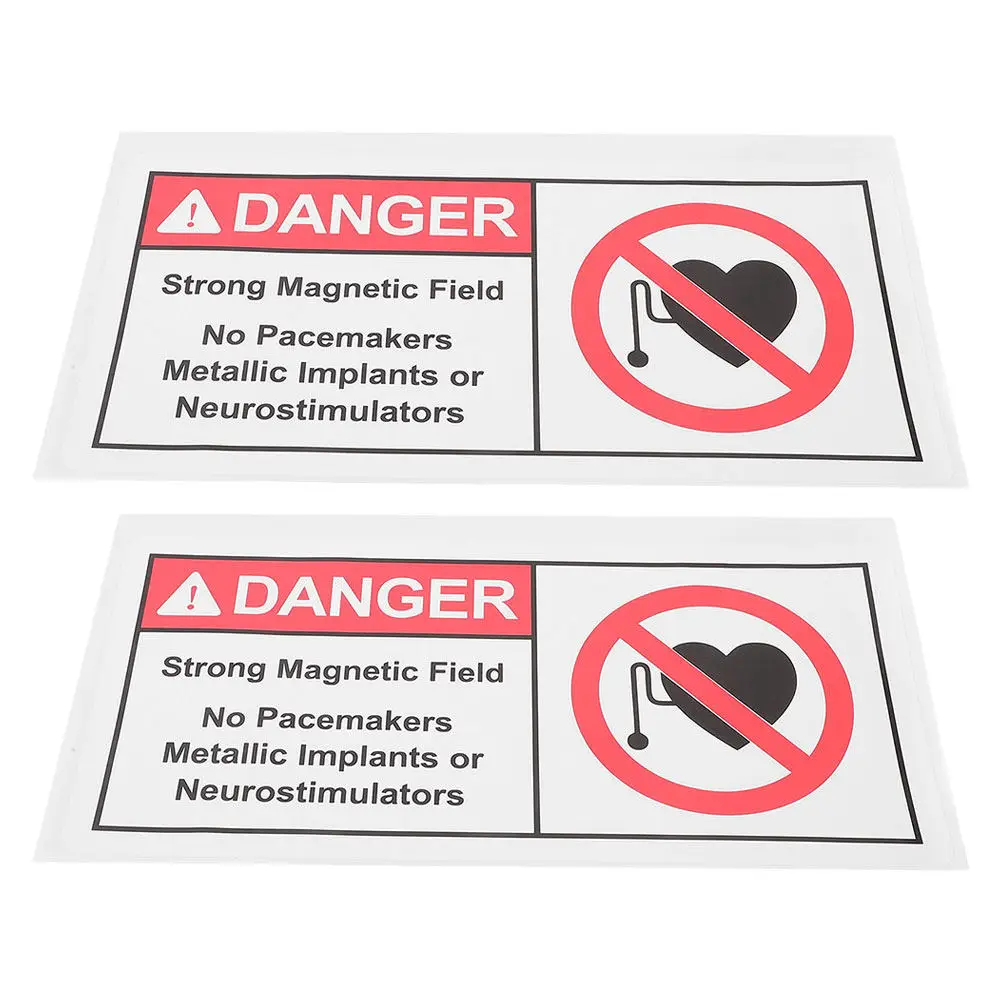 

2Pcs High-Visibility Magnetic Field Warning Sticker No Metallic Implants Safety Sign PP Synthetic Paper for Hospitals