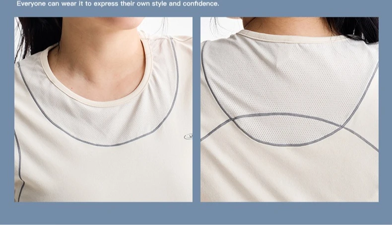 Schnell trocknendes, schmal geschnittenes Crop-Top für Damen – atmungsaktives Sport-T-Shirt mit Kontrastnähten für Fitness und Laufen – Detail 6