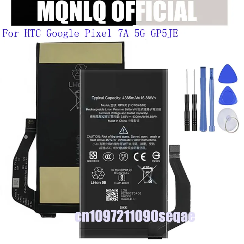 

Аккумулятор Bateria GP5JE для Google Pixel 7A, сменный аккумулятор для телефона, 4385 мАч, аккумуляторы для мобильных телефонов большой емкости + инструменты