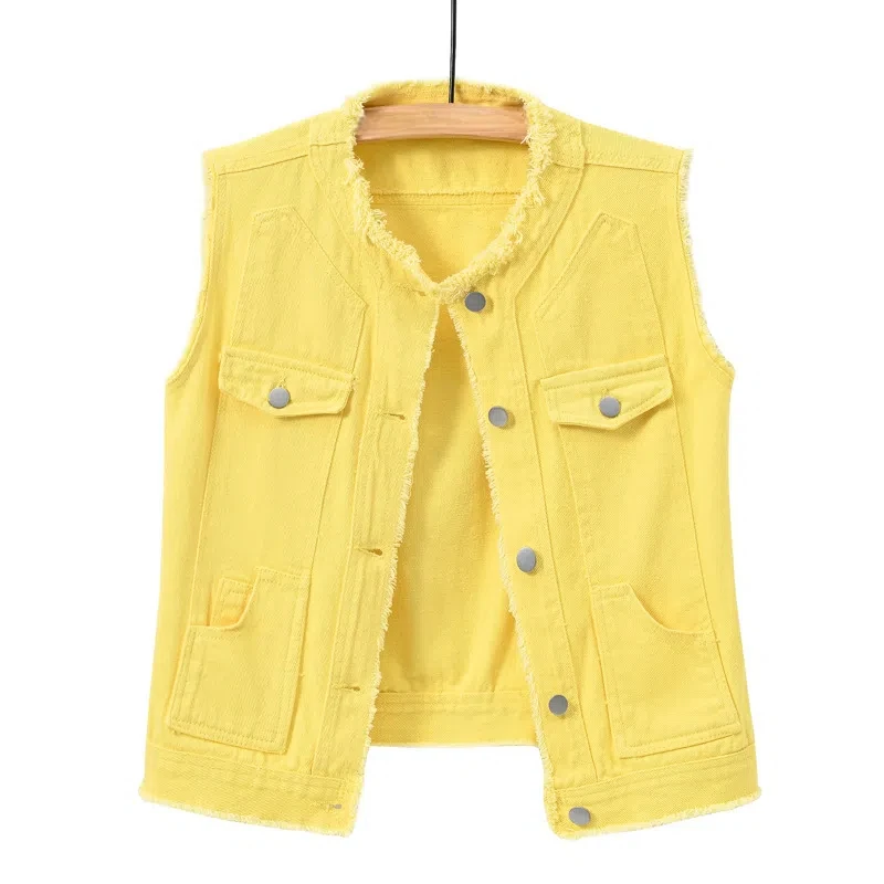 

Fashion Clothes Casual Vintage Elegant Loose Sleeveless Denim Vest for Women Jacket Spring Streetwear Women Clothing Autumn