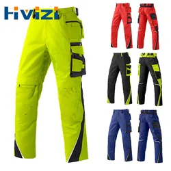 Men's Poly-cotton Pants Construction Work Cargo Pants for Men with Reflective Stripes Working Pants Men Workwear Muti Pockets