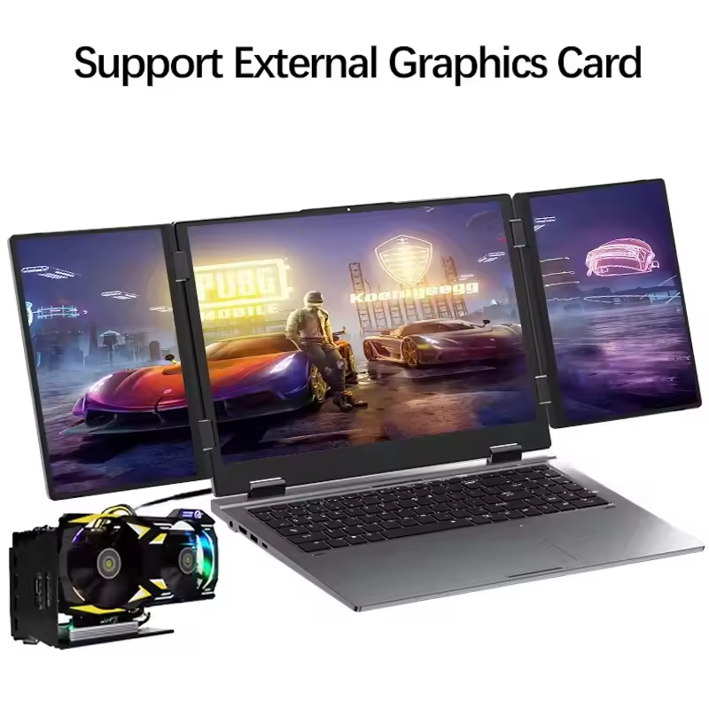 GLF-3P 트리플 스크린 노트북의 펼쳐진 모습 이미지