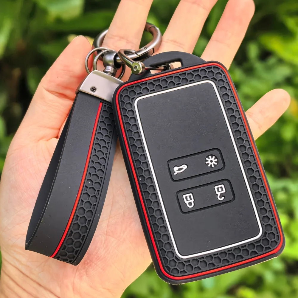 

Silicone Car Key Fob Cover Case Holder Keychain For Renault Captur Clio Arkana XM3 Kiger Austral Megane E-Tech Koleos Megane