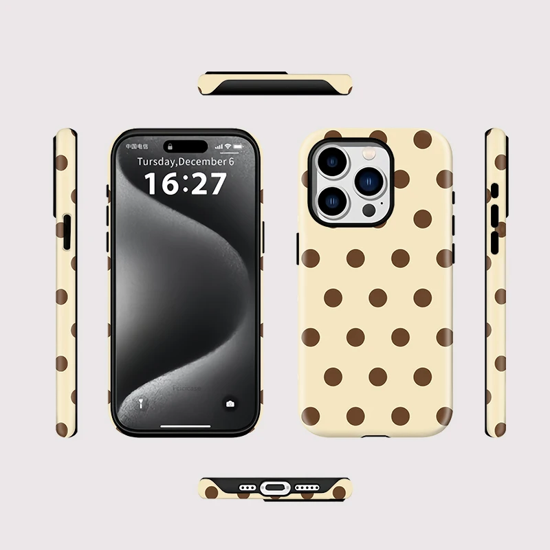 Fcicicase Color Polka Dot Phone Case For Iphone 18 17 16 Pro Max 15 14 13 12 Plus 11 For Magsafe 2 in 1 PC +TPU Back Cover Coque