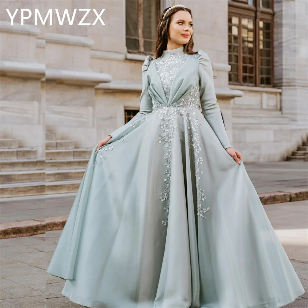 

Customized Evening Dress Party Occasion Women Formal YPMWZX Jewel A-line Floor Length Skirts Draped Bespoke