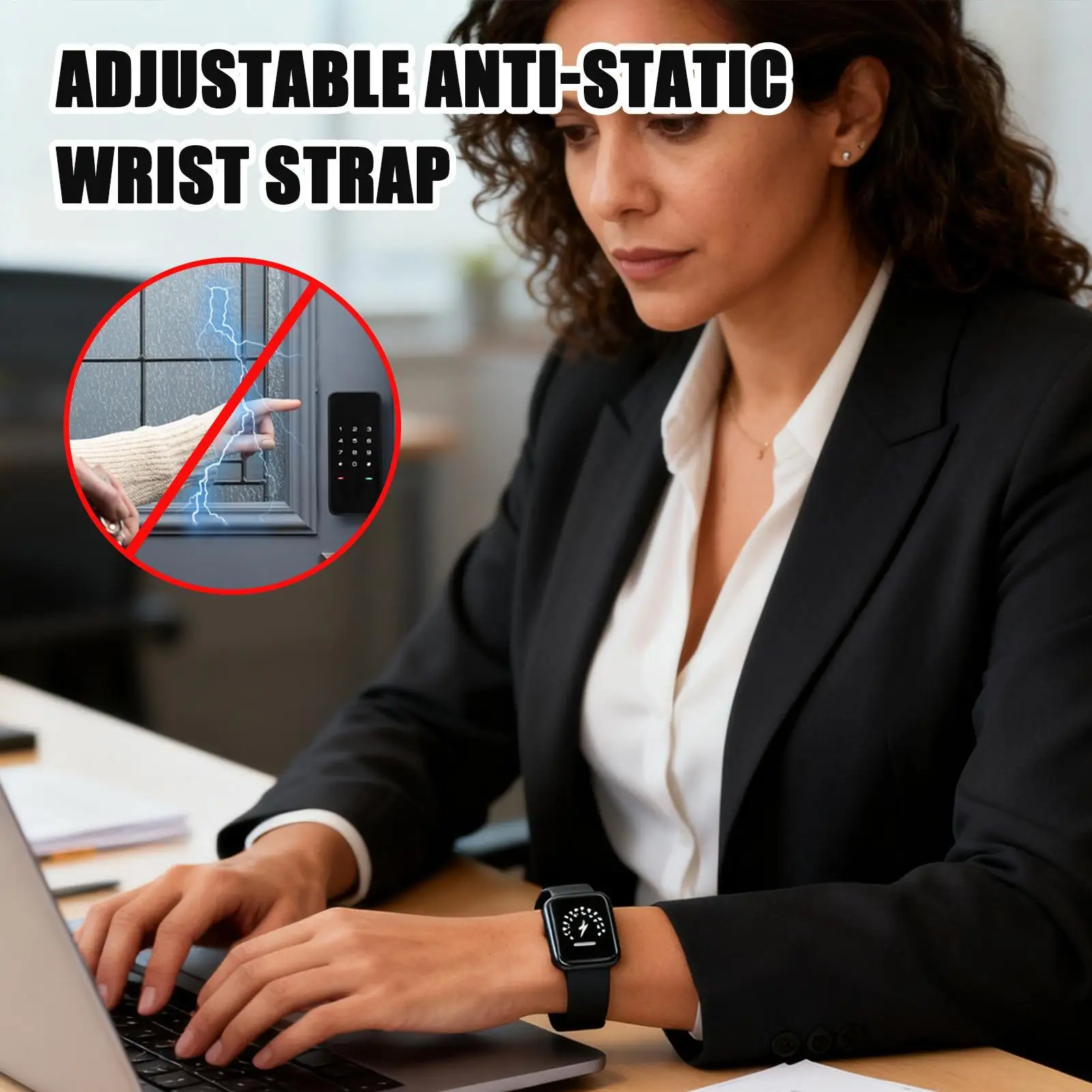 سوار معصم مضاد للكهرباء الساكنة من السيليكون قابل للتعديل للقضاء على الجسم وحزام معصم للكهرباء الساكنة للرجال والنساء والأولاد والبنات والشباب والمراهقين #2