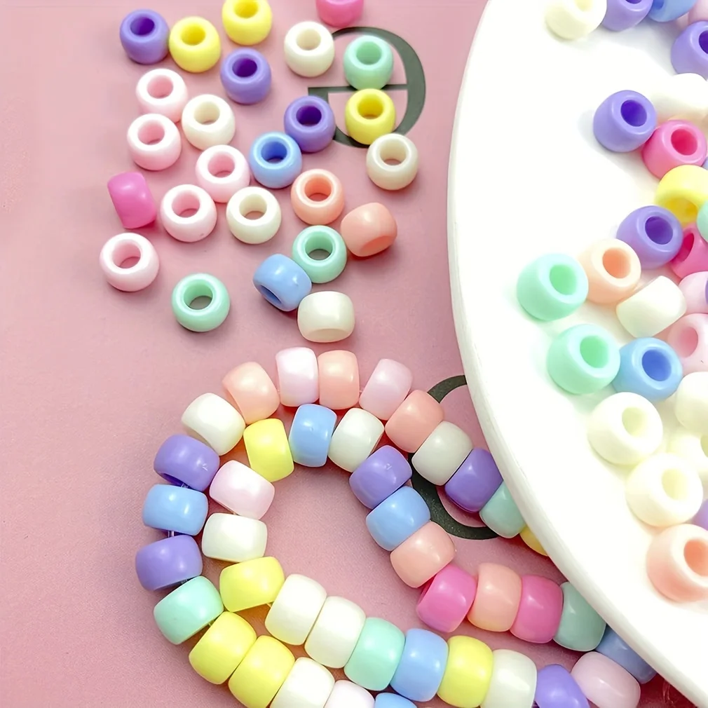 500 Pcs Kandi Beads Large Hole Plastic | DIY Kandi Bracelets Cuffs, Rainbow Pony Beads for Crafts, Phone Chains​