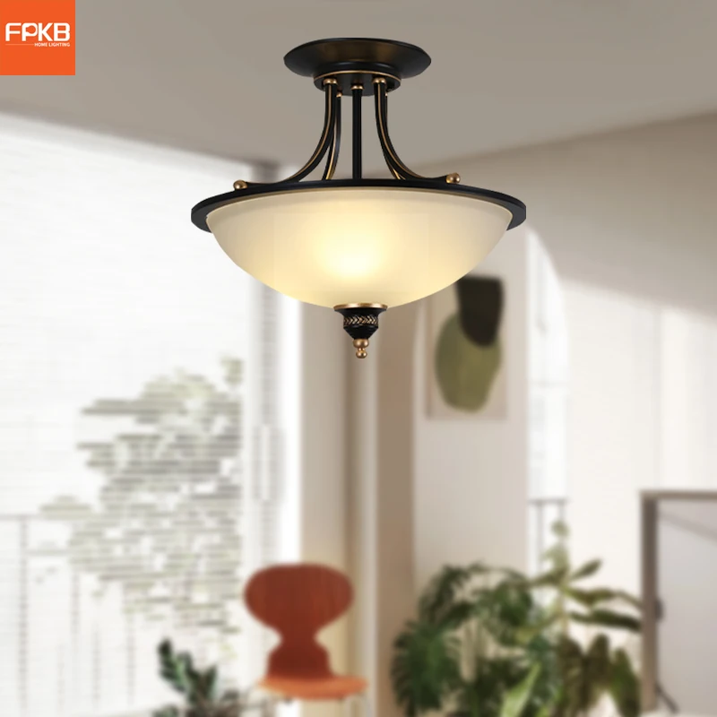 

American retro semi-ceiling chandelier modern simple living room bedroom dining room light balcony foyer corridor lamp