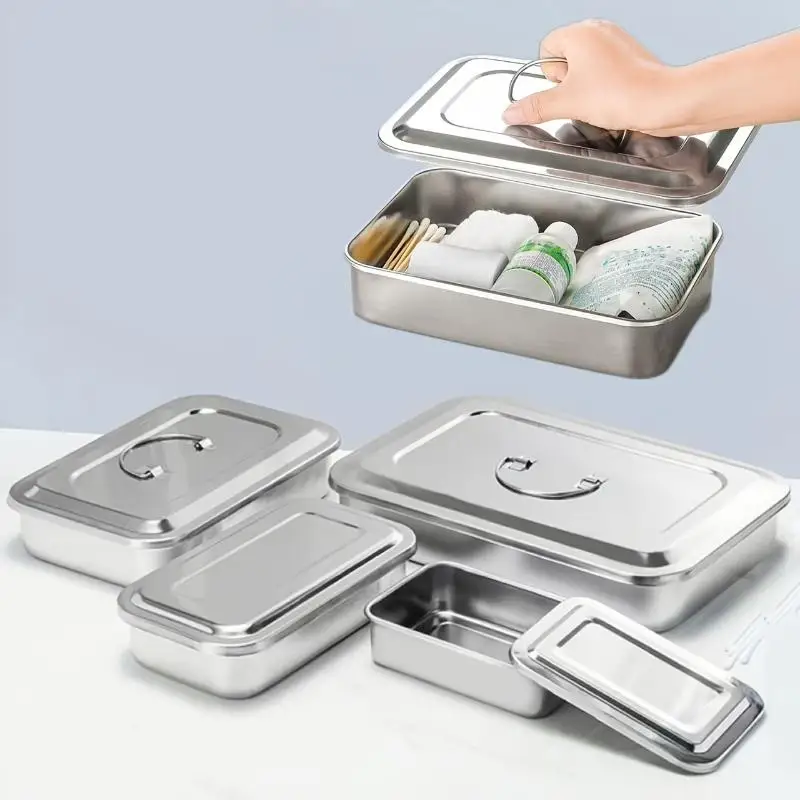 صينية الأسنان غطاء التمريض الجراحي المعدات الطبية حاوية معقم لصندوق تخزين طبيب الأسنان أداة من الفولاذ المقاوم للصدأ