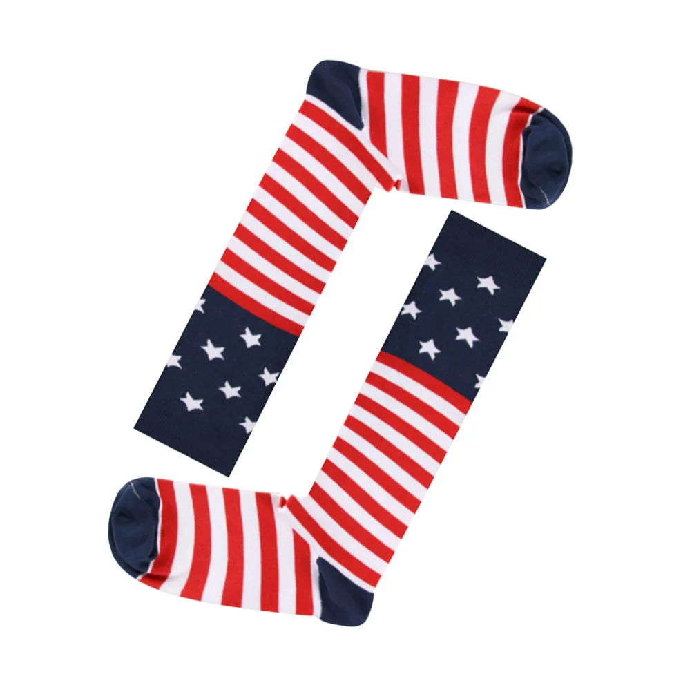 1 paire de chaussettes hautes imprimées, bas longs, chaussettes de sport de plein air, extensibles, douces et confortables, chaussettes de course, de gymnastique, américaines