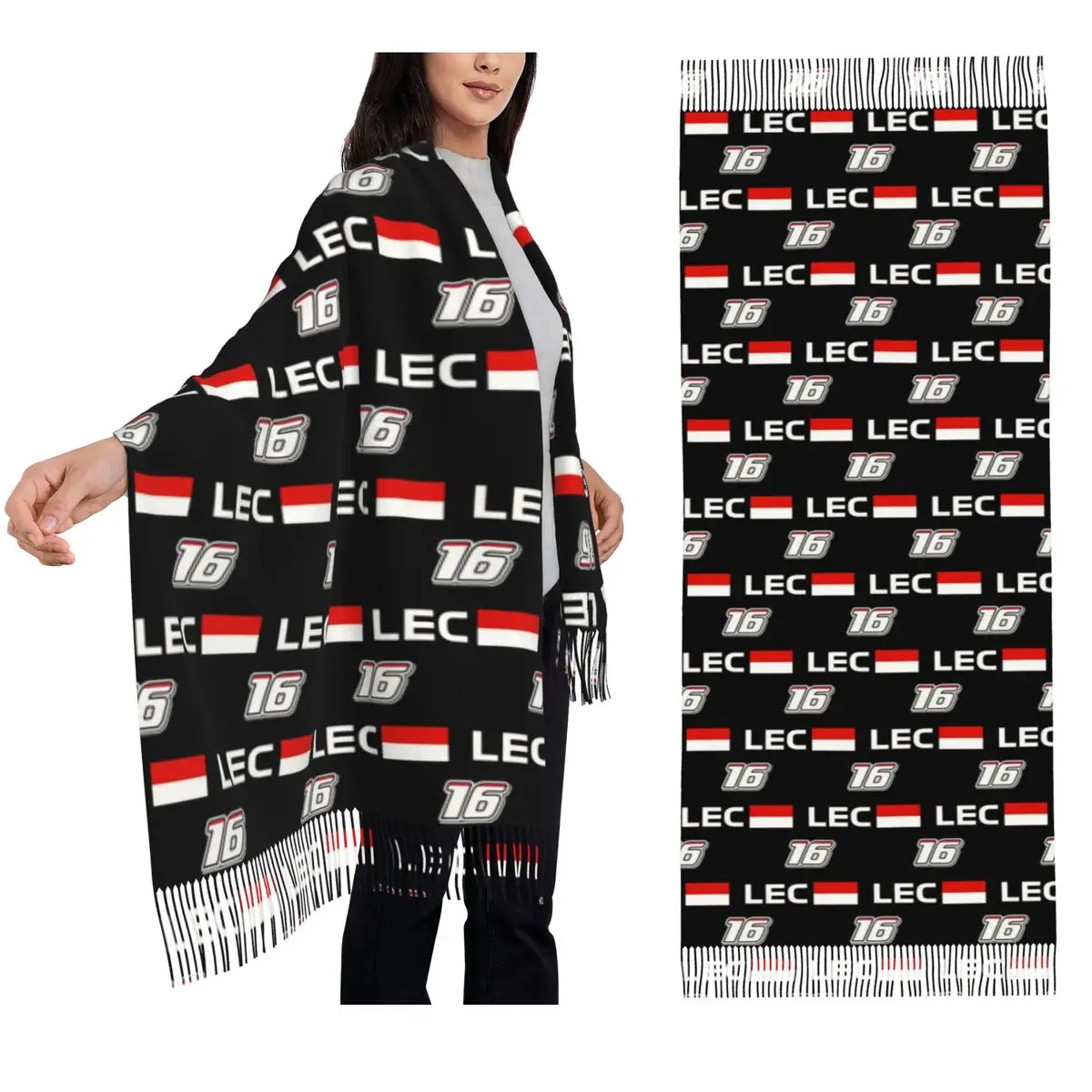 

Charles Leclerc 16 Racing Car Scarf Tassel Scarves for Women Soft Warm Shawls and Wraps Large Fall Winter Shawl Wrap