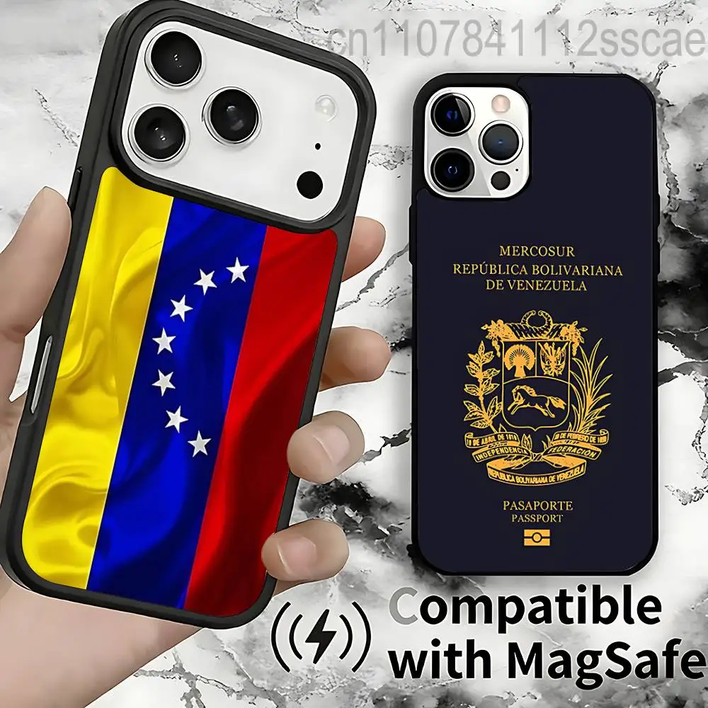

Venezuela Passport Flag Logo Magnetic Wireless Charging Case For iPhone 11,12,13,14,15,16,17,Pro,Max,Plus Shockproof Cover