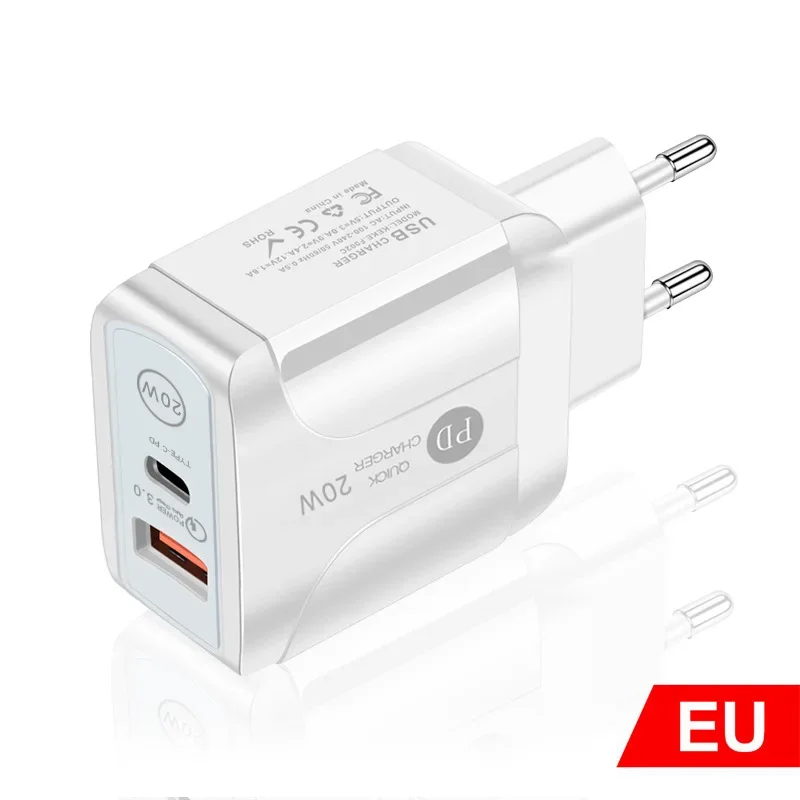 PD20W Fast Charge Charger 5V3A European and American Standard Charging Head Type-c QC 3.0 Fast Charge Adapter