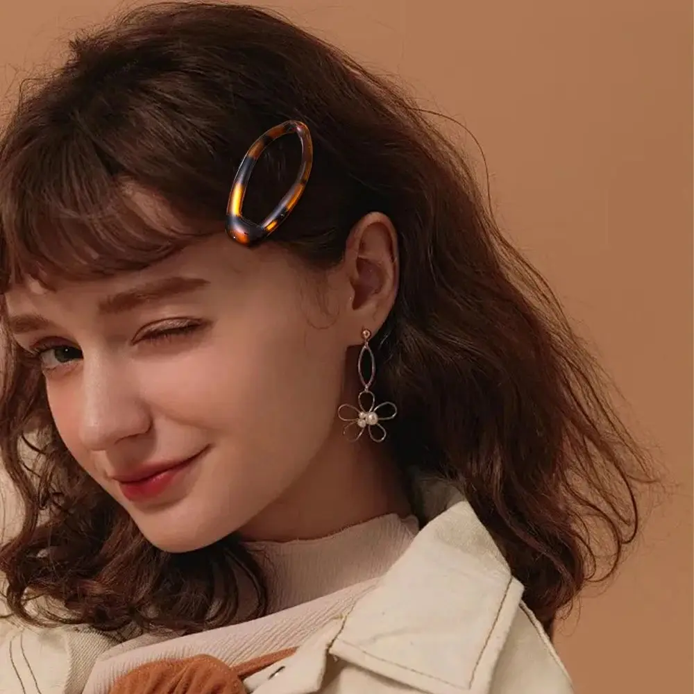 

Винтажные заколки для волос в корейском стиле с леопардовым принтом, овальные заколки Y2K для челки, украшения для причесок, заколки-зажимы для женщин и девушек