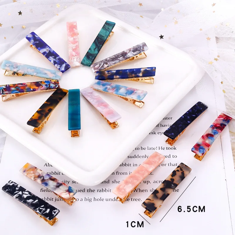 Vintage Marble Leopard Print Acetate Hair Clip Long Barrette Korean Style Side Clip Fashion Hair Accessories for Women