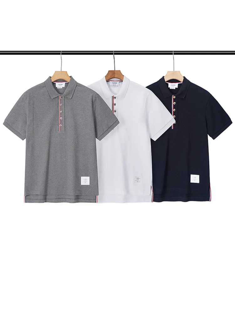 

BROWIN Summer Faion Heavyweight Pure Cotton Red White Blue Stripes ort Sve irt Мужская футболка с отложным воротником