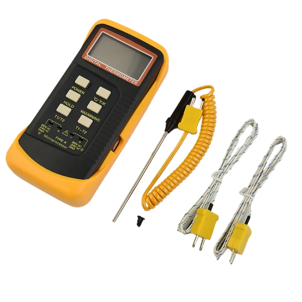 K-type Digital Thermocouple Professional LCD Thermocouple Thermometer 6802 Dual Channel Probe C/F/K With Data Retention Function