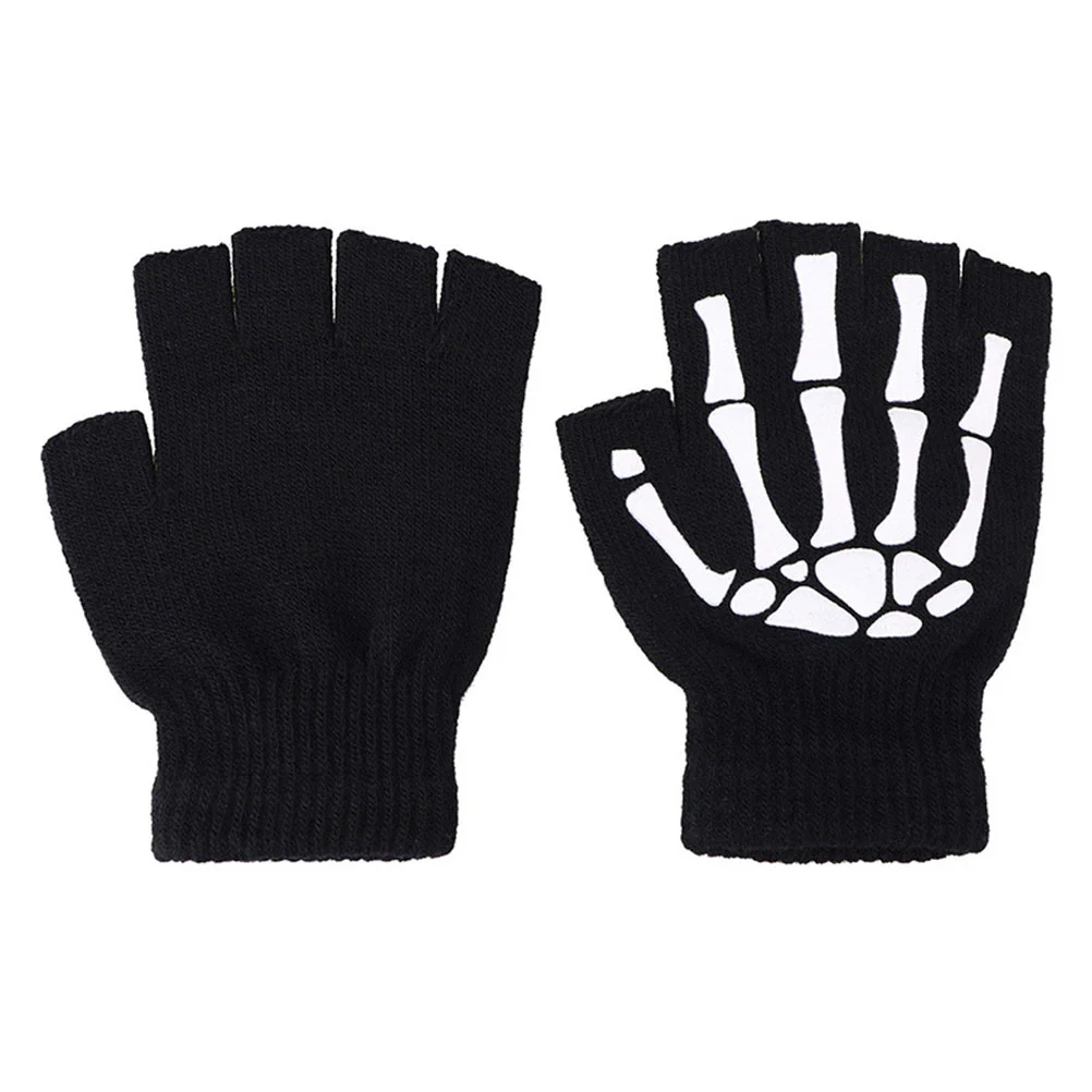 

Winter Clothing for Men Luminous Skull Gloves Halloween Cosplay Props Costume Kids