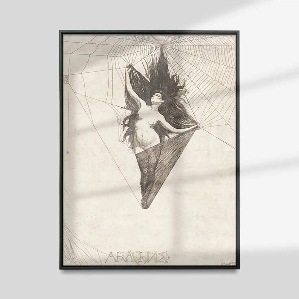 

Otto Henry Bacher Art Print Vintage Poster Arachne Sexy Woman Canvas Painting Wall Stickers Home Decor