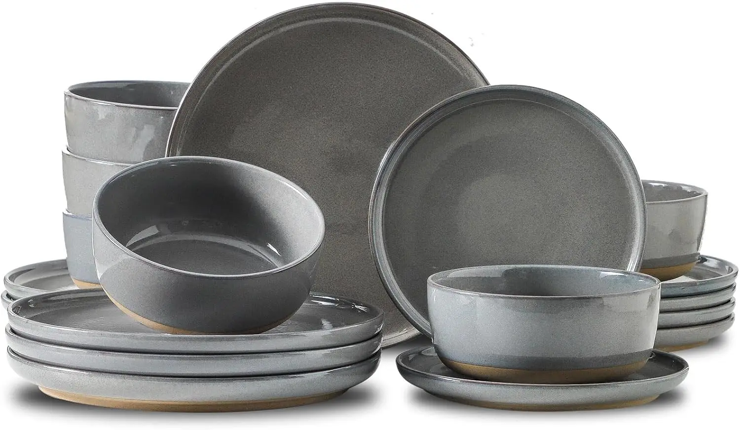 

Stoneware 18 Pieces Plates and Bowls Sets, Porcelain Dinnerware Sets for 6, Ceramic Dishes Sets with Speckled Pattern, Scratch R