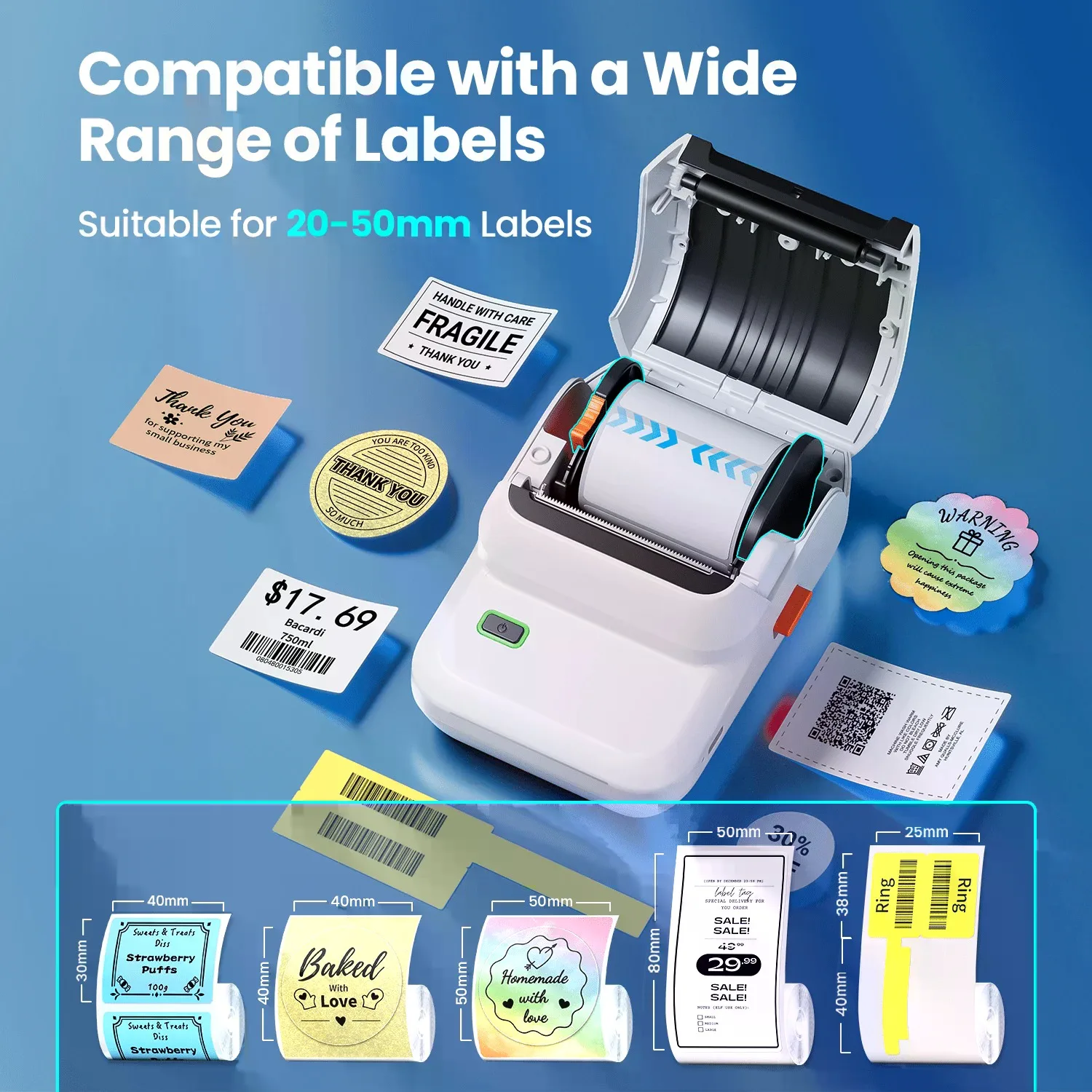 M100 Label Maker Machine, Wireless Label Printer, Portable Sticker Label Printer,2 Inch Themal Sticker Printer For Home Use & Small Business, Compatible With IOS & Android Phone, With 1 Roll Label