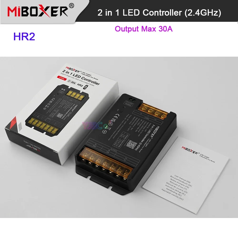 

Miboxer 12V~48V 30A Single color/Dual white 2 in 1 2.4G LED Controller Mi-Light 2.4GHz remote control HR2 PUSH dimming dimmer