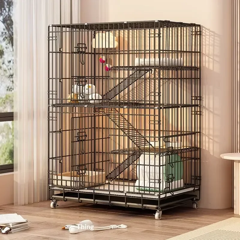 for Large Cat Stainless Steel Cage Metal Kennel Folding Pet Cage for Chinchilla