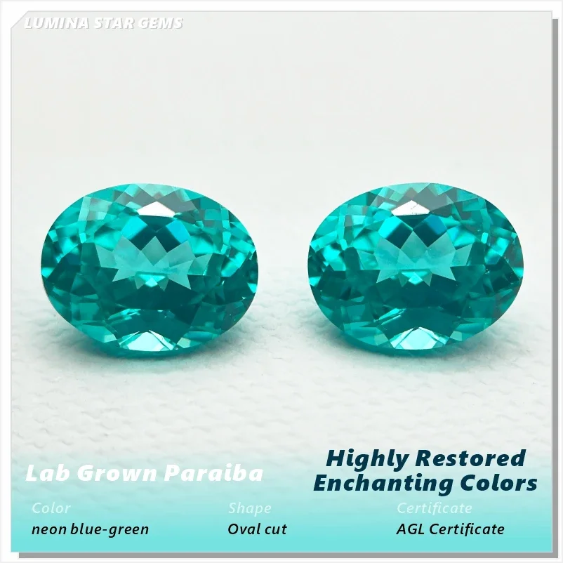 

L-Lab Grown Paraiba Gemstone Oval Cut Neon Blue Synthetic Tourmaline Loose For Jewelry Setting&Custom Selectable Certificate