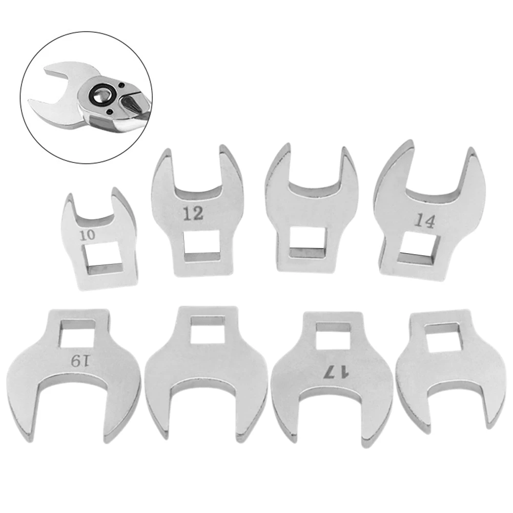 8Pcs 3/8In Drive Crowfoot Wrench Metric Foot Open End Spanner Metric Ratchet Wrench Metric Nut Adjustable Wrench Hand Tools 