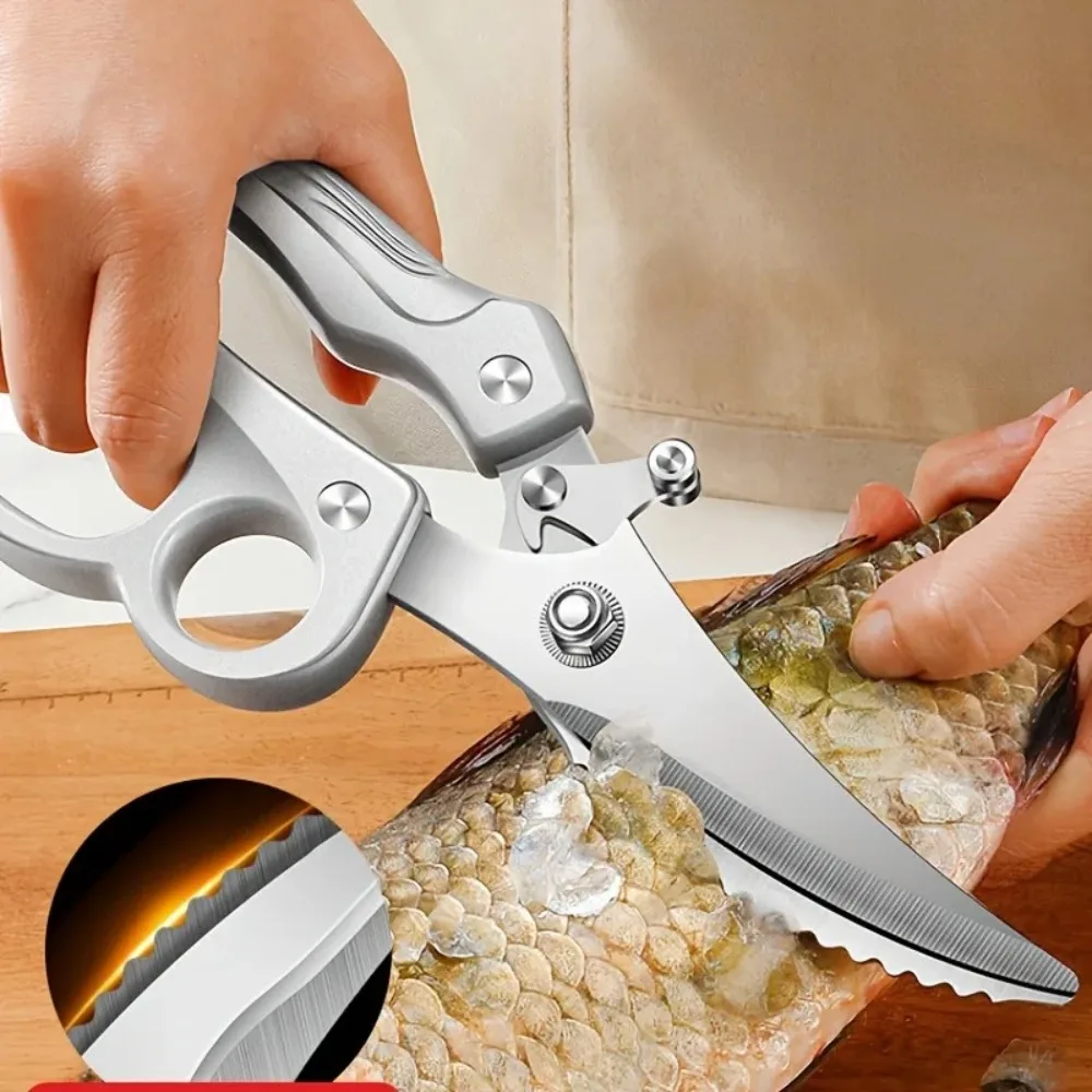 Multipurpose kitchen scissors 1,2pcs Heavy-Duty Kitchen Shears with Spring-Loaded Ejector Non-Slip Ergonomic Handle for Chicken