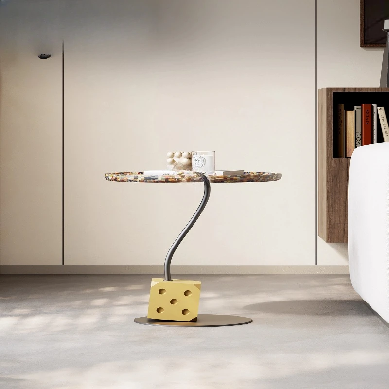 

Italian minimalist living room creative sofa edge few modern light luxury high-end art round corner few