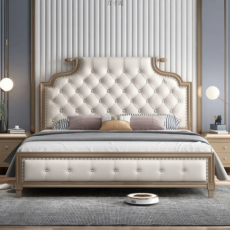 

American solid wood bed 1.8 meters light luxury modern simple master bedroom wedding European