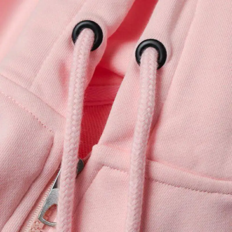 Spring Autumn Clothing Cherry Pollen Hoodies Sweatshirt Women Female Light Pink Peach Powder Early Cotton Zipper Jacket Coat