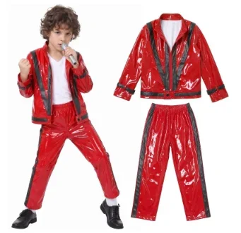 Michael Red Leather Jacket Pant Set Jackson Halloween Scary Night 80s Vintage Pop Singer Thriller Party Performance Costume - view 4