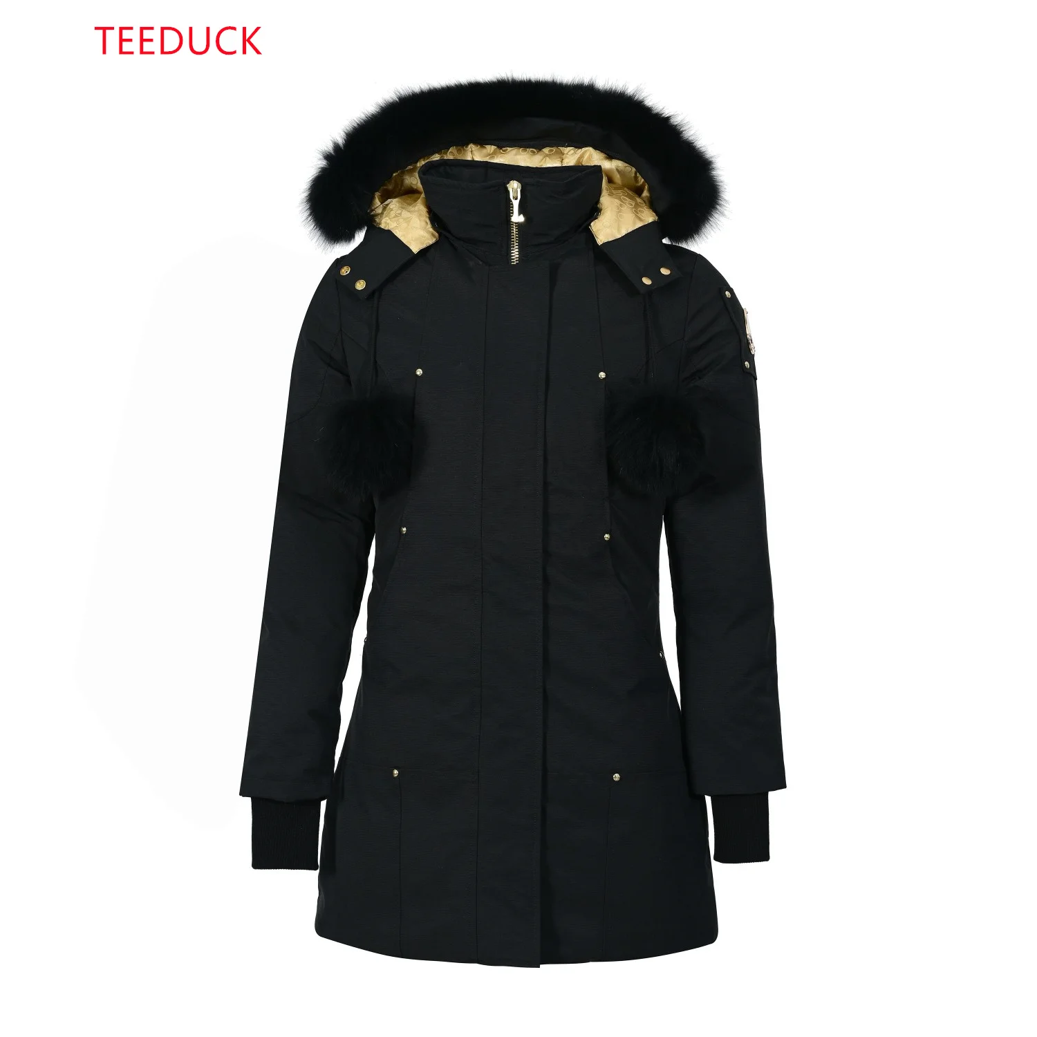 أعلى العلامة التجارية الكندية أسفل سترة المرأة معطف طويل مقاوم للماء أوزة أسفل معطف إكسبيديشن أصيلة الفراء طوق مناسبة ل-30 °   ج #1