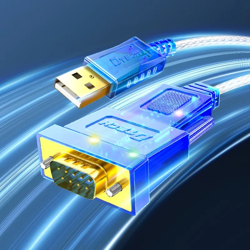 DTECH – adaptateur de Port série USB vers RS232 DB9, câble de données avec voyant lumineux pour programmation PLC, 2m de longueur, 300bps ~ 460800bps