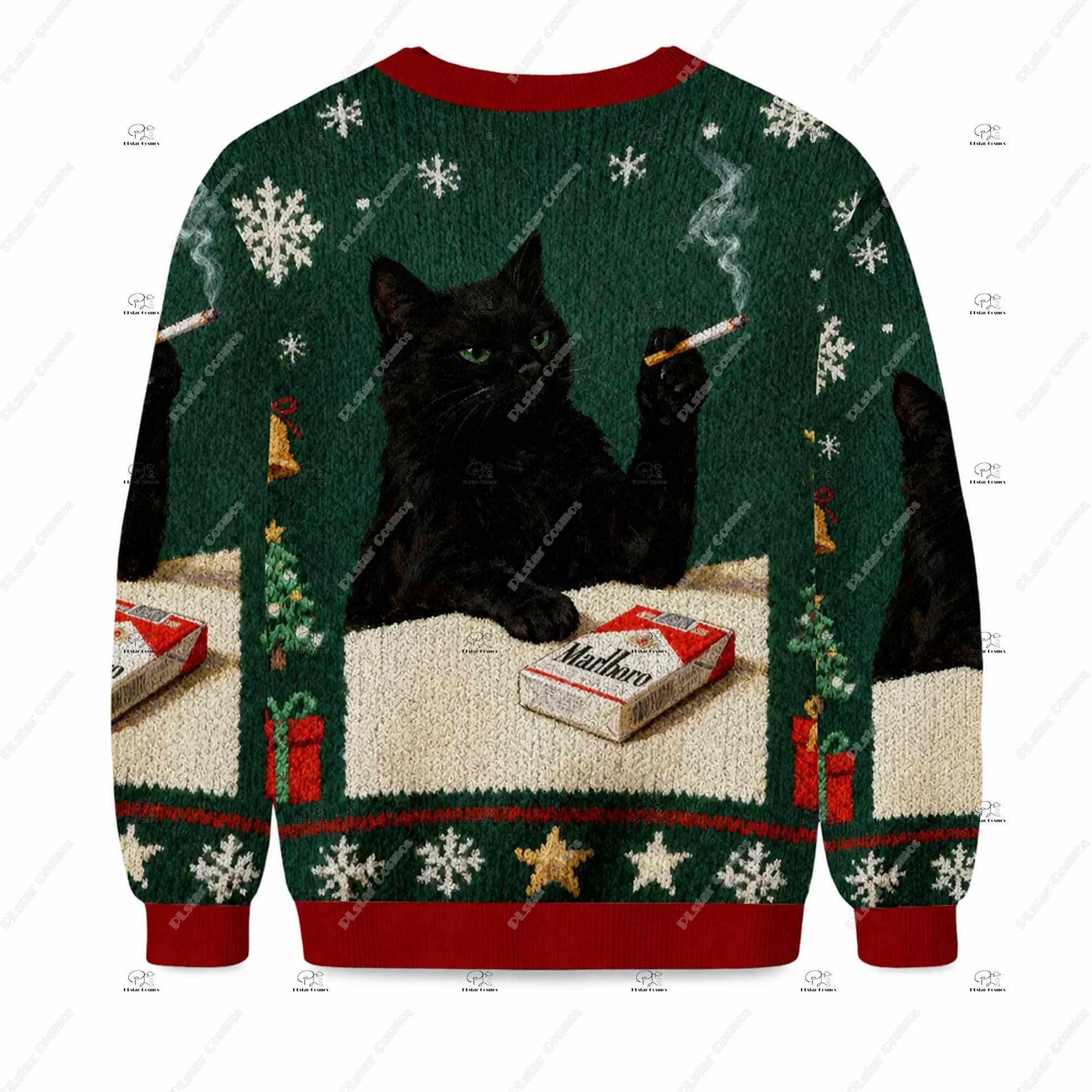 Christmas Santa Claus Cosplay Cat Pet knitted Sweater Graffiti Retro Vintage 3DPrint Pullover Casual Funny Winter Sweatshirts 8