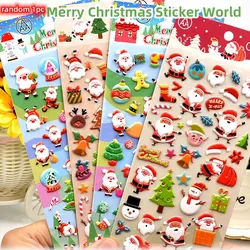 1 Sheet Christmas 3D Puffy Bulk Stickers Cartoon Santa Claus Sticker DIY Scrapbook Decoration Funny Kids Classic Toy Gift random