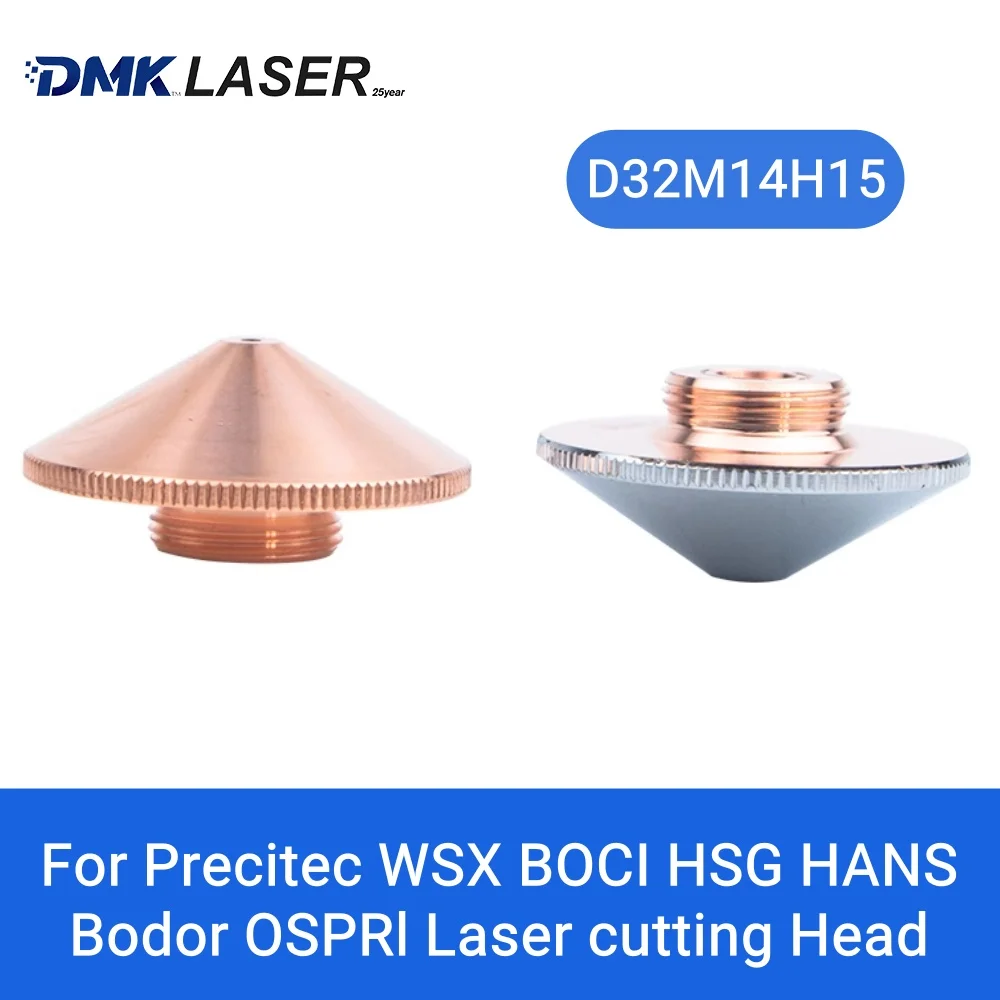 DMK เลเซอร์ตัดหัวฉีด D32 M14 H15 single double layer หัวฉีดทองแดงสําหรับ Precitec WSX BOCI HSG HANS Bodor OSPRI หัว