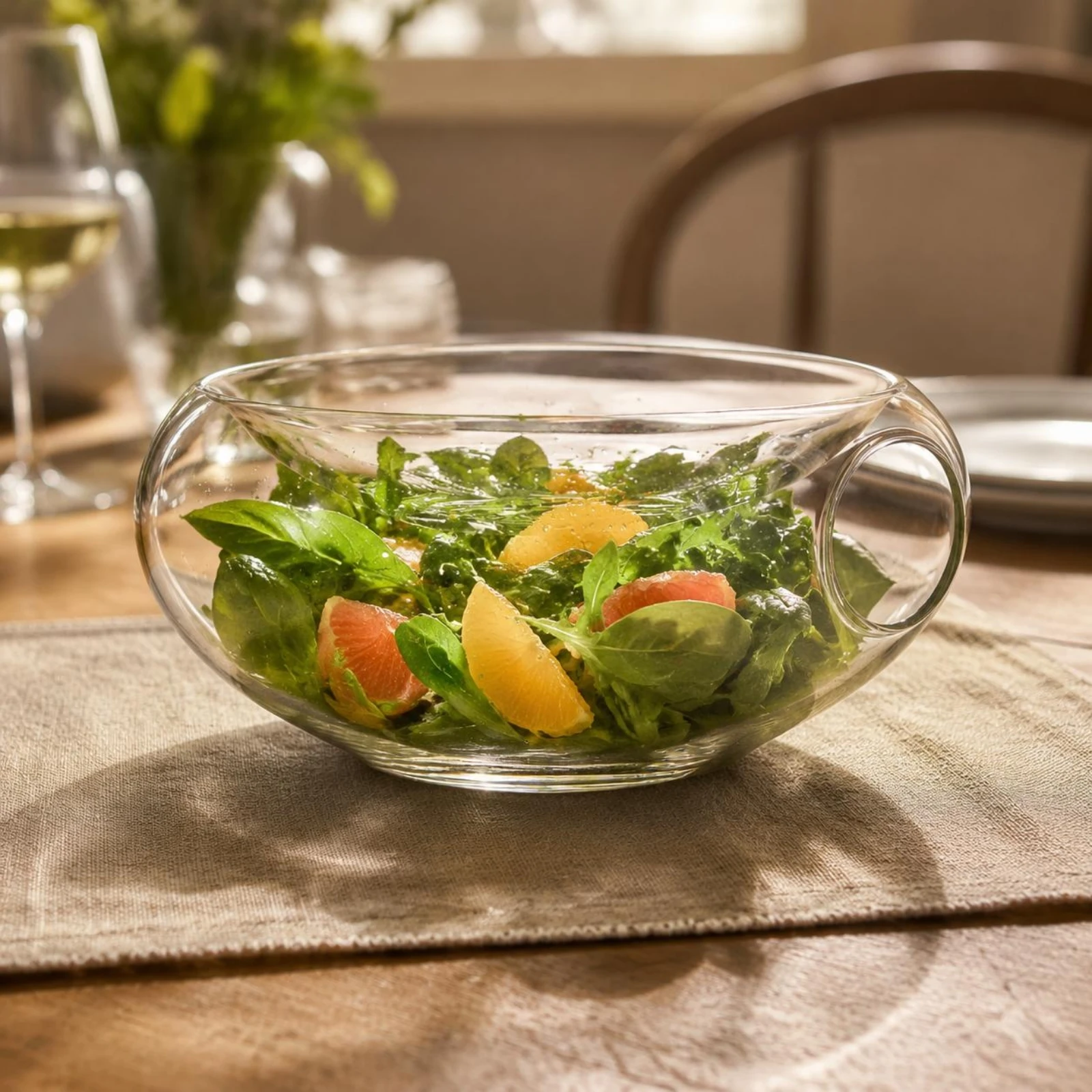 Side Opening Glass Bowl Heat-Resistant Glass Chilled Vapor Bowl Tableware Transparent Easy to Clean for Chefs