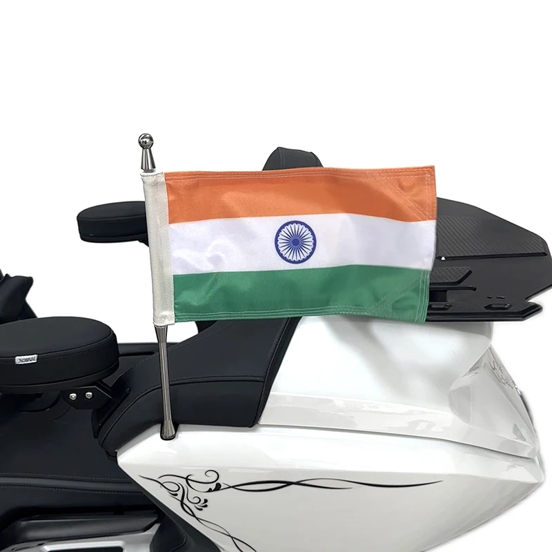 

Panical India Rear Left Right Side Fairing Trunk India Flag Flagpole Set Banner Cloth For Honda Gold Wing GL1800 Tour 2018-2024