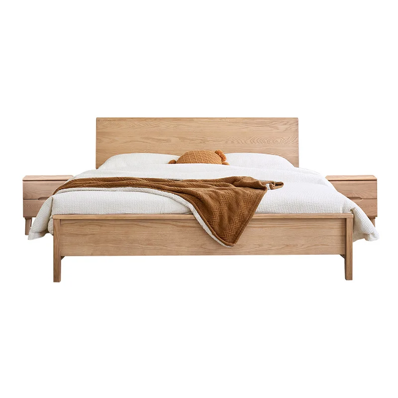 

Solid wood bed, modern minimalism, Nordic ash, double bed