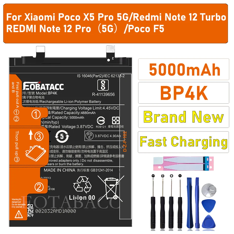 Batería nueva BP4K para Xiaomi Poco F1/F2/F3/F5 PRO/F4 GT/F4 5G/F6 PRO/Poco F5 BP4K BP48 BM5N BM5W + herramientas gratis 4