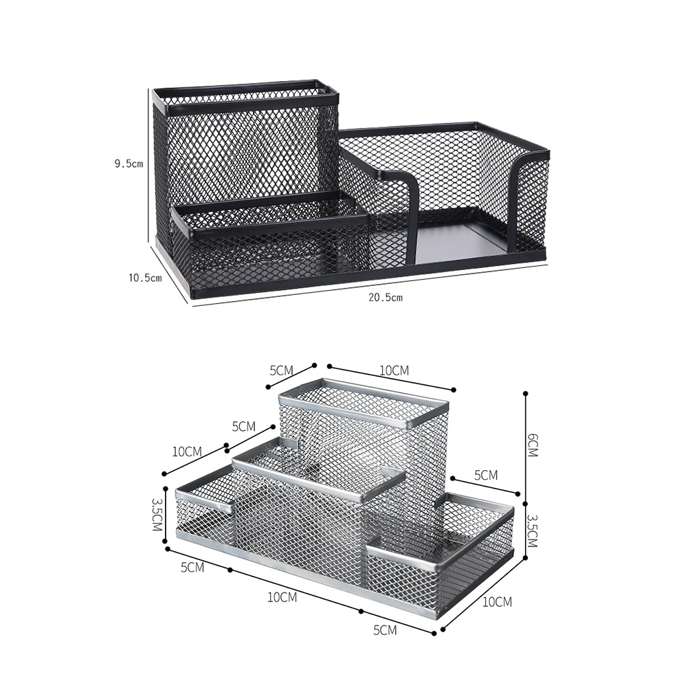 Imagem -06 - Organizador de Papelaria de Mesa Preto Criativo Metal Caneta Titular Lápis Arquivo Rack de Armazenamento Grade Caixa de Armazenamento Acessórios de Escritório