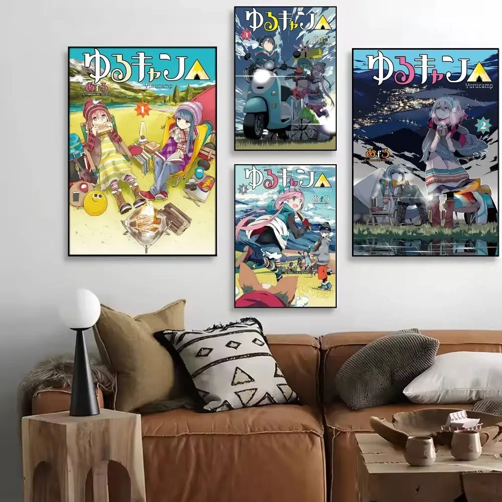Japanese Manga Laid-Back Camp Anime Posters High Quality Self-adhesive Wall Art Decorations Color Prints Sticky