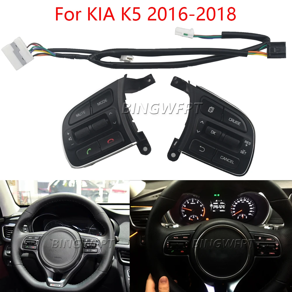 

For KIA K5 2016-2018 New Steering Wheel Control Buttons Remote Telephone Cruise Control Switch With Wire 96720-D6010 96710-D6020
