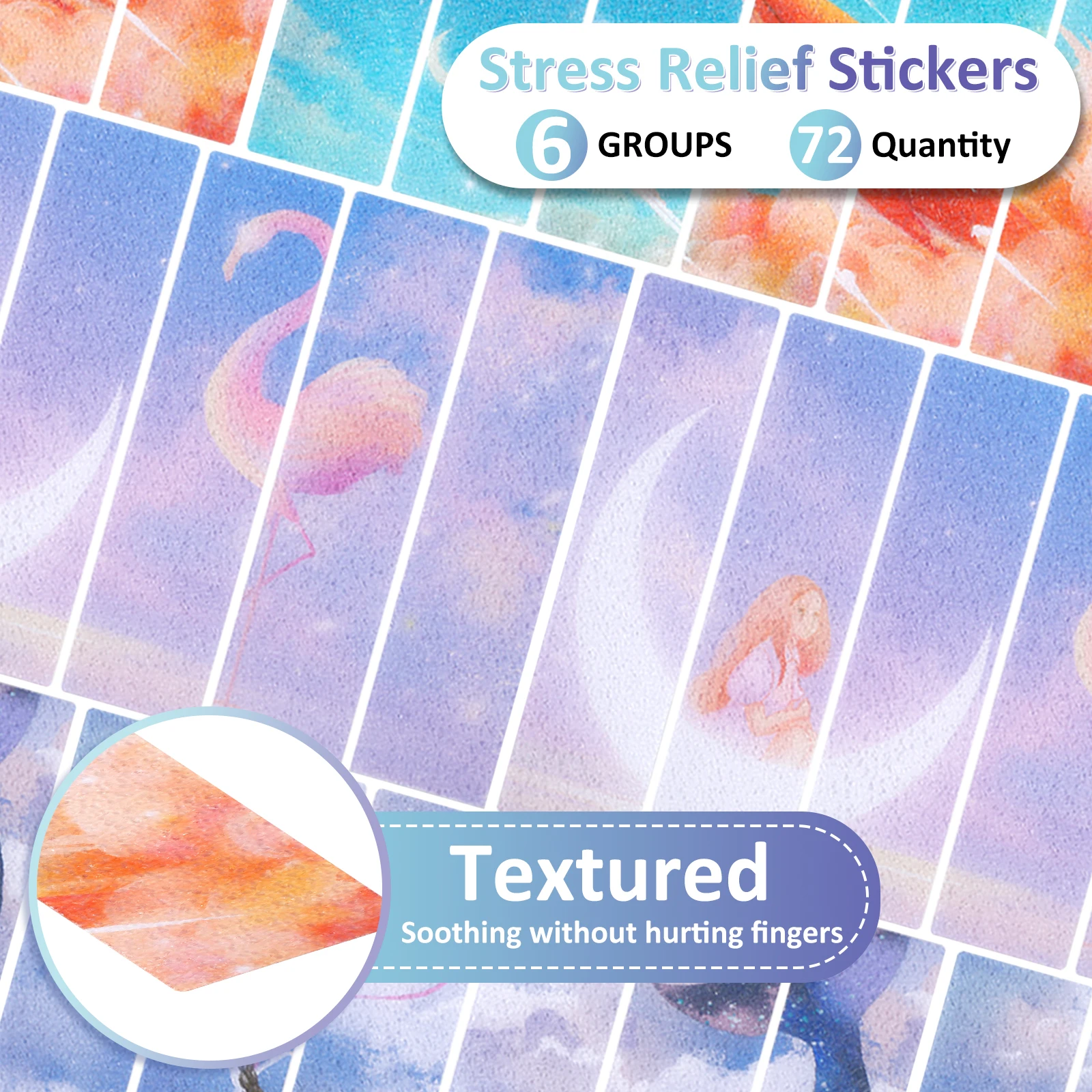 72Pcs Calm Stickers Reusable Tactile Rough Textured Stickers Creative Sensory Stickers with Strong Adhesive Backing for Laptop