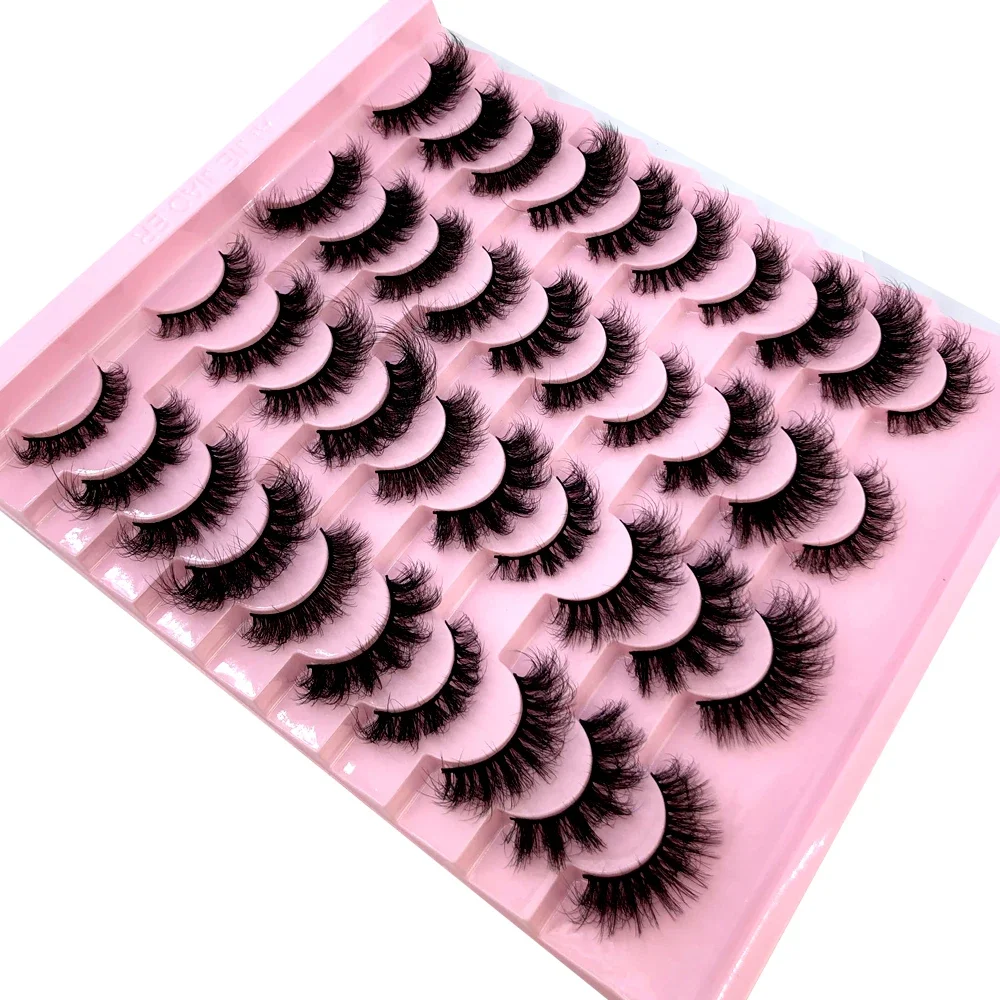 HBZGTLAD 20 Doppel-Wimpern, Natürlich Flauschig Dick, Künstliche Nerzwimpern, Langanhaltende Flauschige Dramatische Wimpernverlängerung