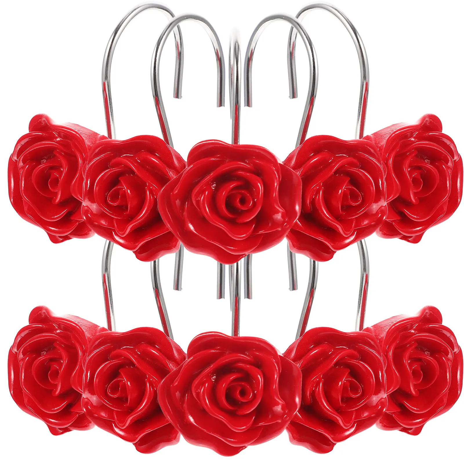 12Pcs Rose Shape Shower Curtain Hooks for Bathroom Living Room Bedroom Baby -30Mm Rod Fit Decorative Metal Curtain view 5