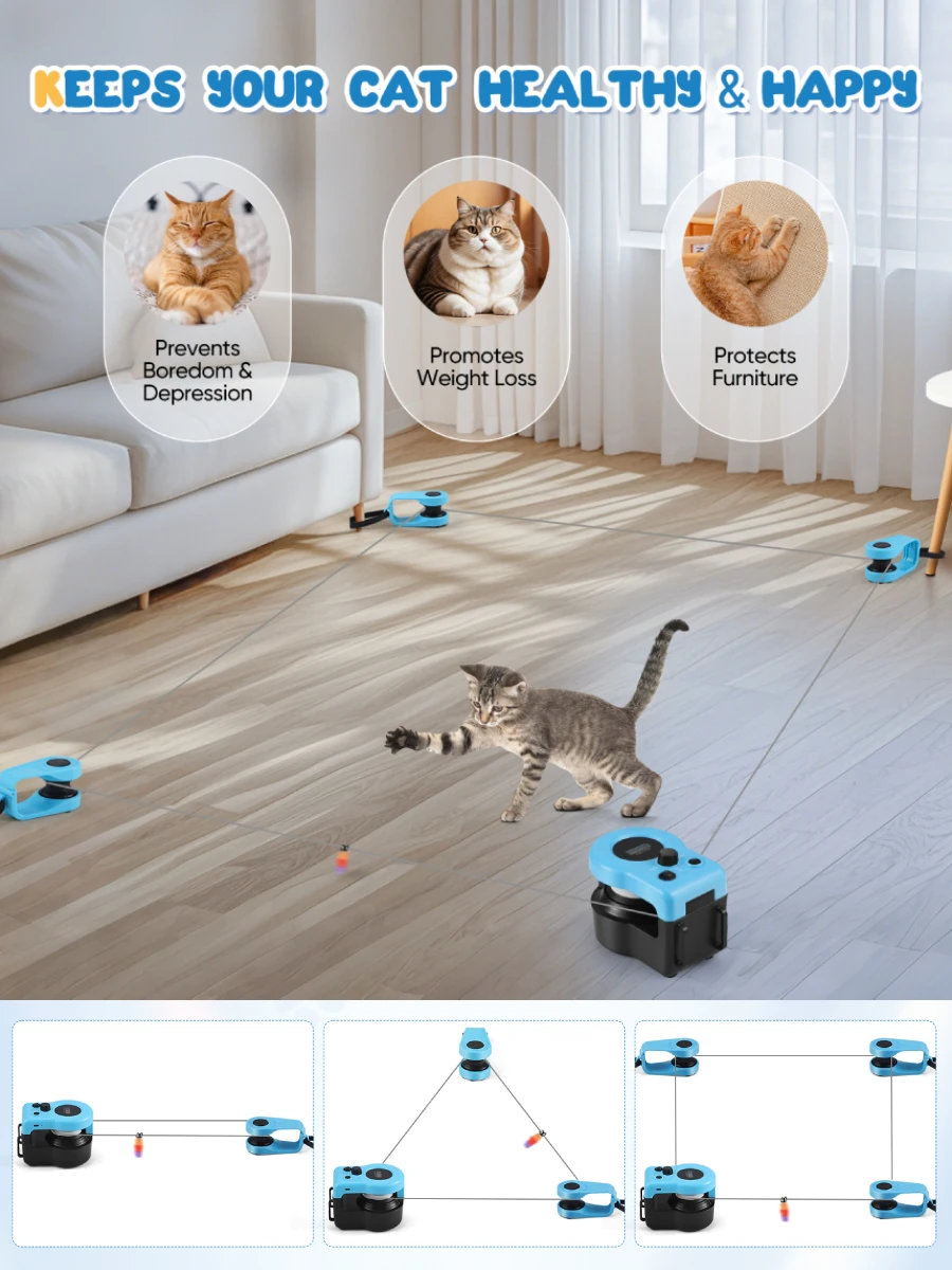 Kattenspeelgoed voor binnenkatten Interactief kattenspeelgoed Wieltrainer Nieuwe kattenloopband voor binnen Verstelbare snelheid Gesimuleerd jachtspeelgoed - afbeelding 2